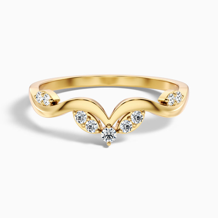Celeste Round Cut Nature Inspired Unique Curving Wedding Band
