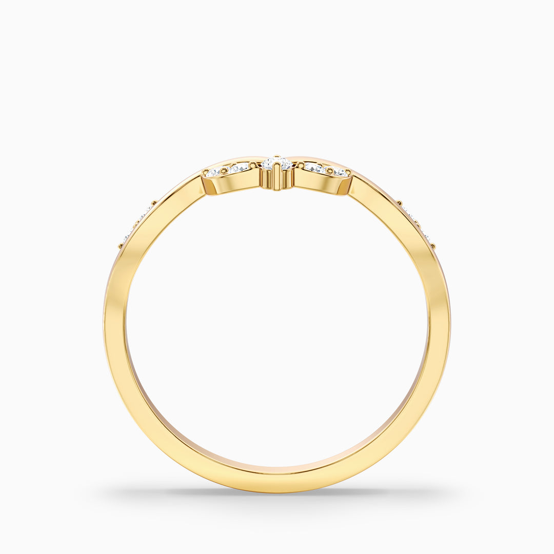 Celeste Round Cut Nature Inspired Unique Curving Wedding Band