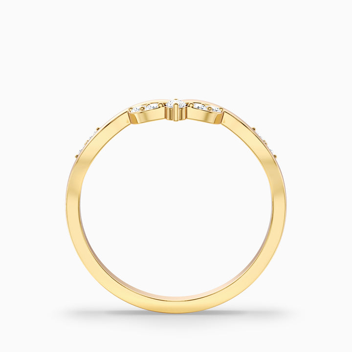 Celeste Round Cut Nature Inspired Unique Curving Wedding Band