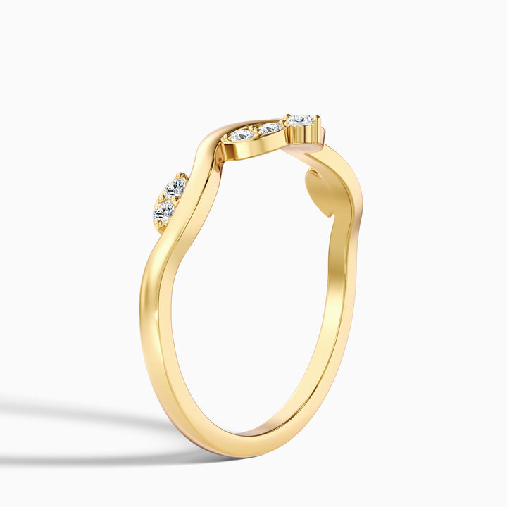 Celeste Round Cut Nature Inspired Unique Curving Wedding Band