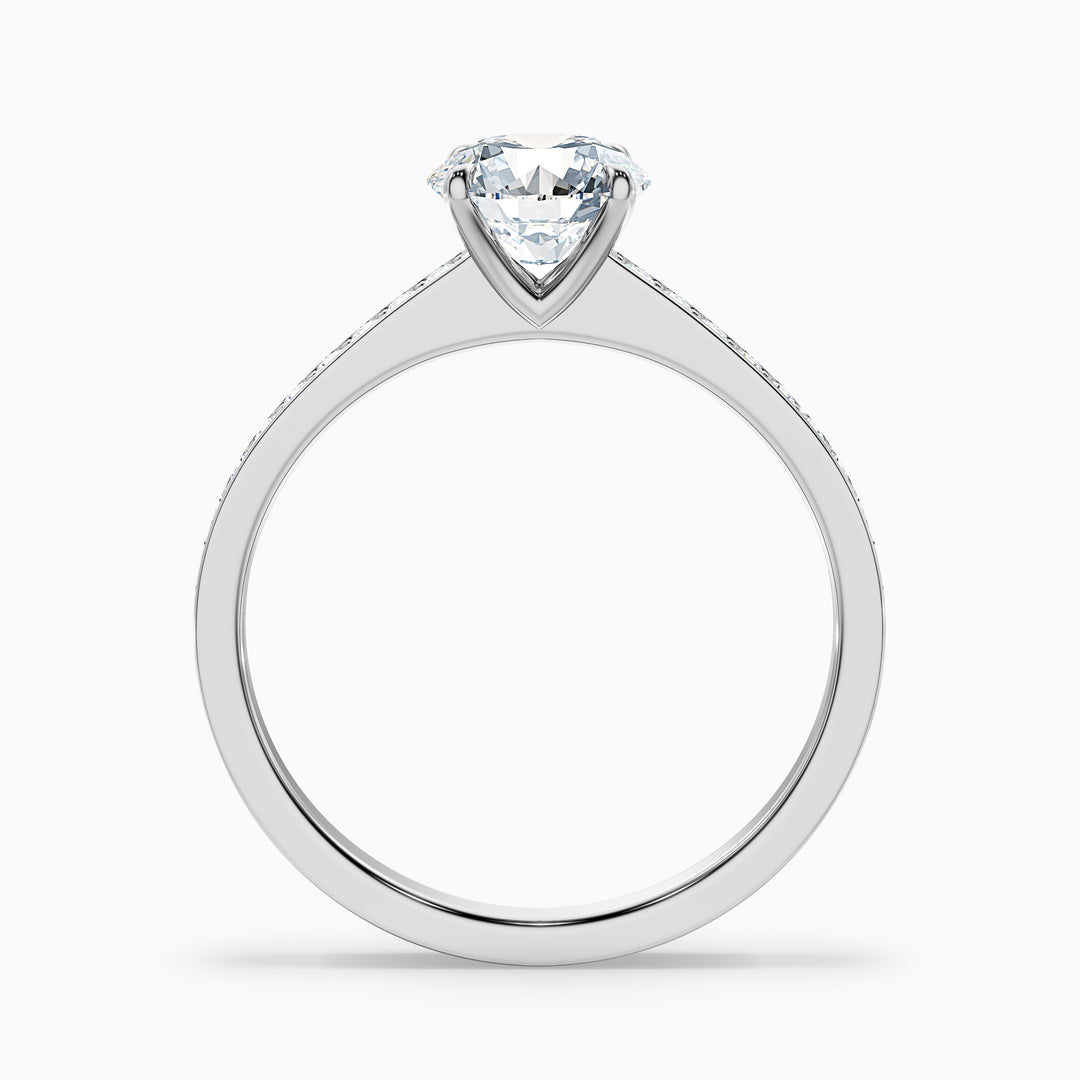 Kate 5 Carat Round Cut Side Stone Pave Lab Grown Engagement Ring in 10k White Gold - Side View