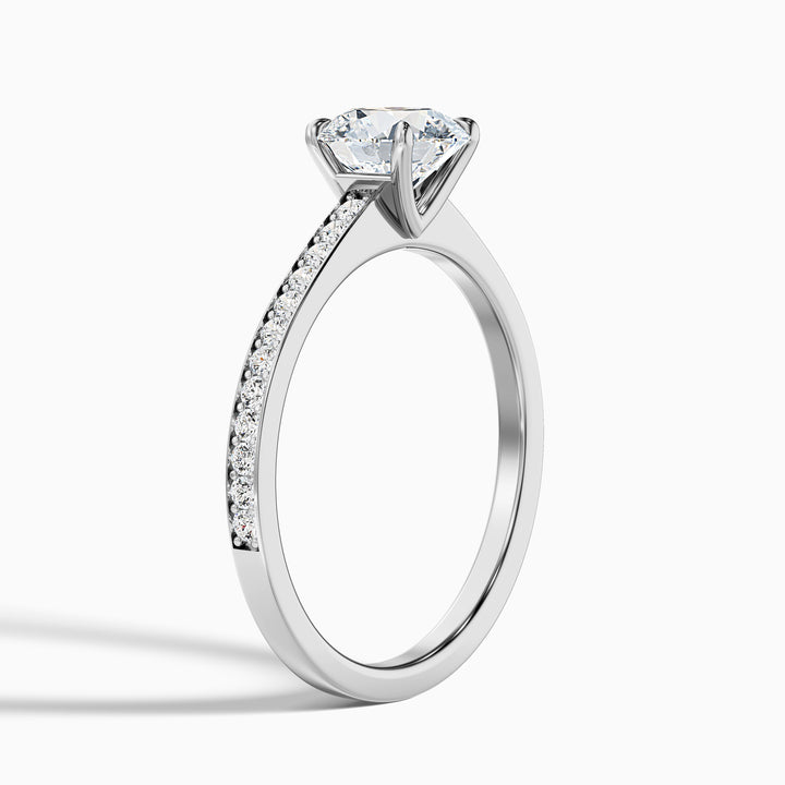 Kate 2.5 Carat Round Cut Side Stone Pave Lab Grown Engagement Ring in 14k White Gold - Detail View