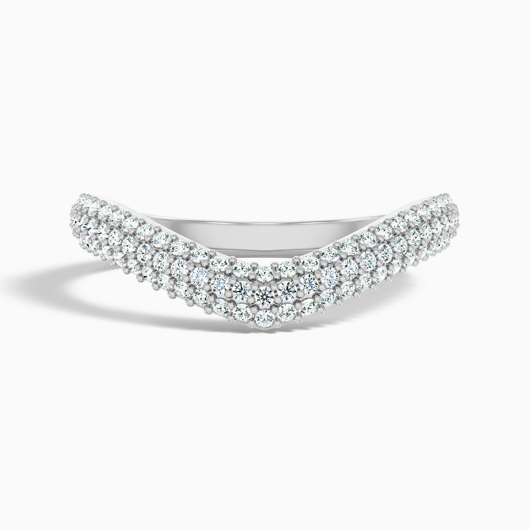 Amelie Round Cut Three Row Curved Lab Grown Diamond Wedding Band