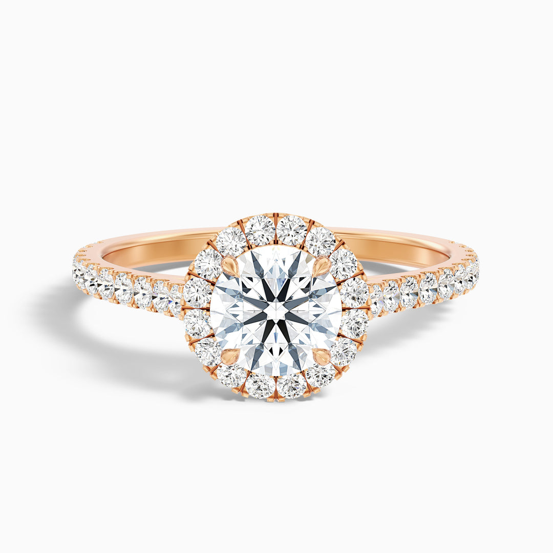 Ava 3.5 Carat Round Halo Pave Lab Grown Engagement Ring in Platinum - Front View