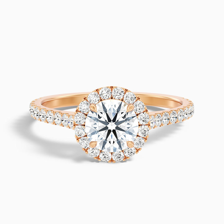 Ava 3.5 Carat Round Halo Pave Lab Grown Engagement Ring in Platinum - Front View