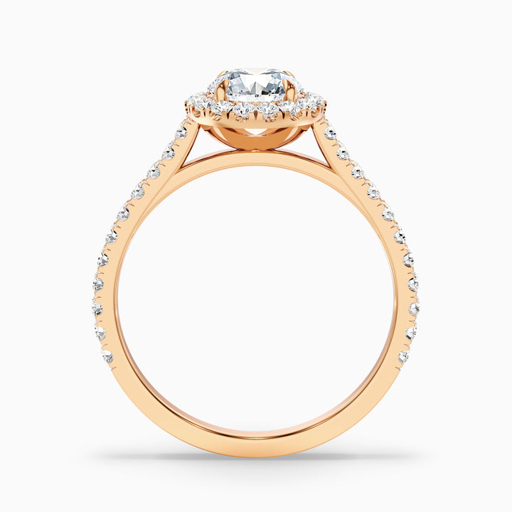 tara 10 carat round halo pave moissanite engagement ring in 14k rose gold -  Side View