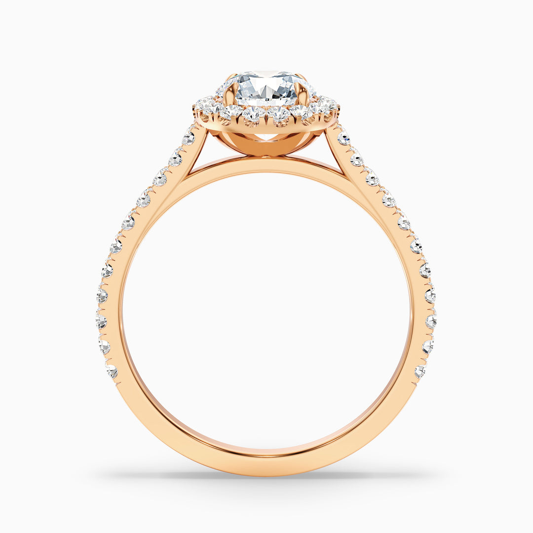 Pearl 5.5 Carat Round Halo Pave Moissanite Diamond Ring - Side View