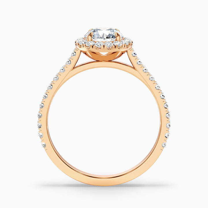 Ava 4 Carat Round Halo Pave Lab Grown Engagement Ring in Platinum - Side View