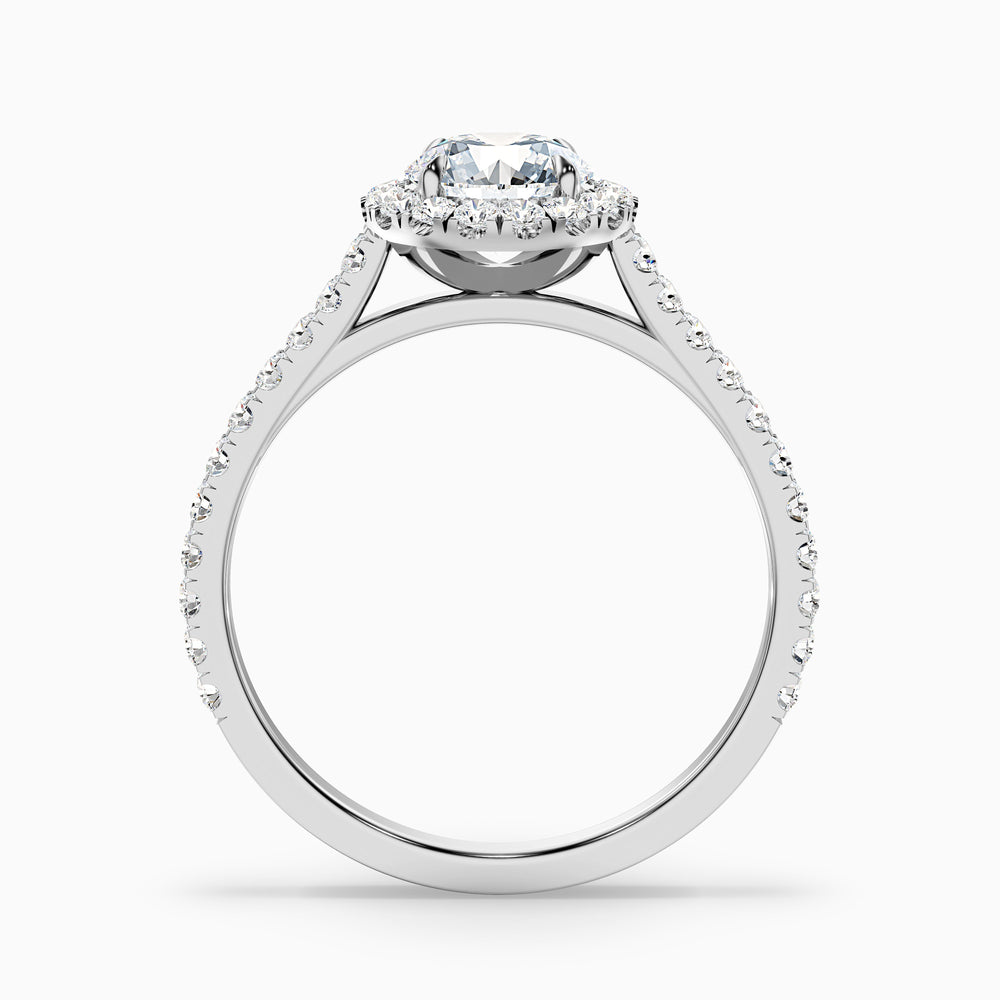 Ava 5 Carat Round Halo Pave Lab Grown Engagement Ring in Platinum - Side View