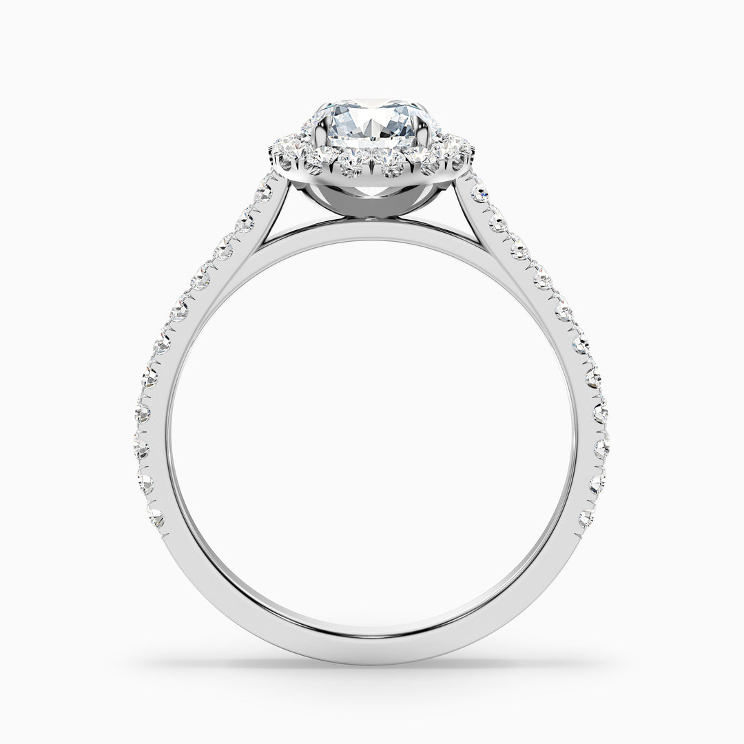 Ava 4 Carat Round Halo Pave Lab Grown Engagement Ring in Platinum - Side View