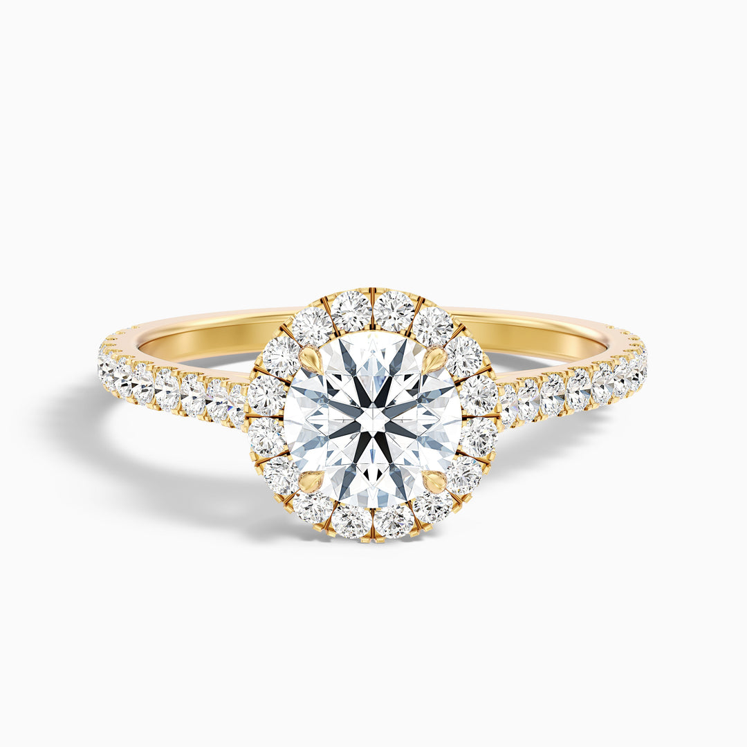 Ava 1.5 Carat Round Halo Pave Lab Grown Engagement Ring in Platinum - Front View