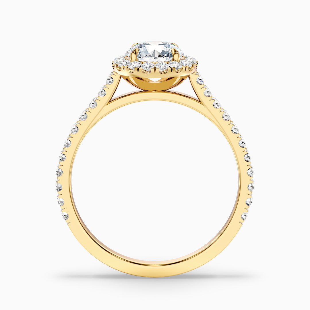 tara 6 carat round halo pave moissanite engagement ring in 10k yellow gold -  Side View