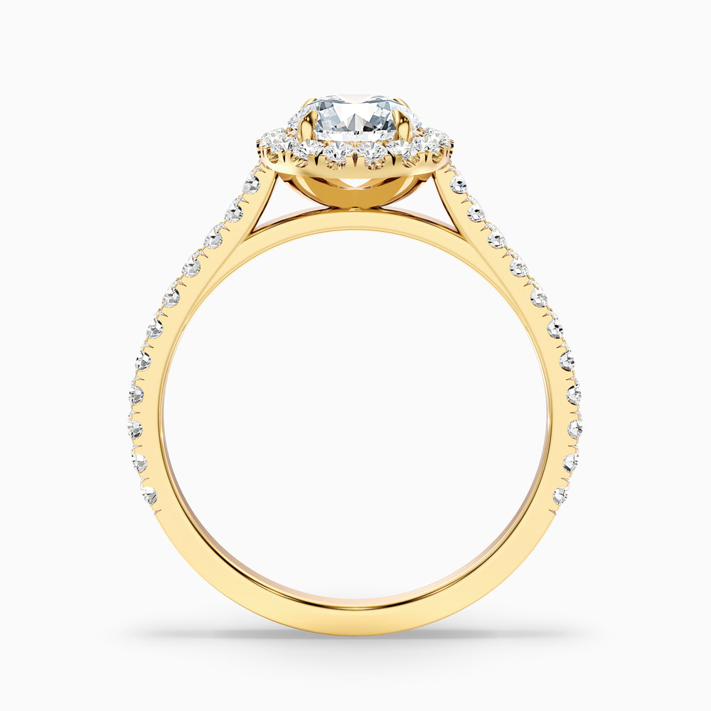 Ava 1 Carat Round Halo Pave Lab Grown Engagement Ring in 10k Yellow Gold - Side View