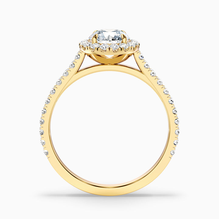 Ava 3.5 Carat Round Halo Pave Lab Grown Engagement Ring in Platinum - Side View