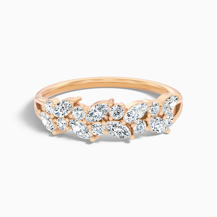 Anissa Round and Marquise Cut Two Row Curved Split Lab Grown Diamond Band