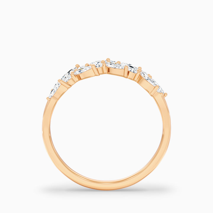 Anissa Round and Marquise Cut Two Row Curved Split Lab Grown Diamond Band
