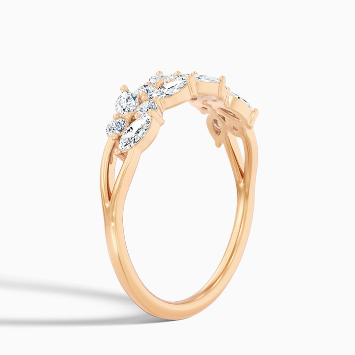 Anissa Round and Marquise Cut Two Row Curved Split Lab Grown Diamond Band