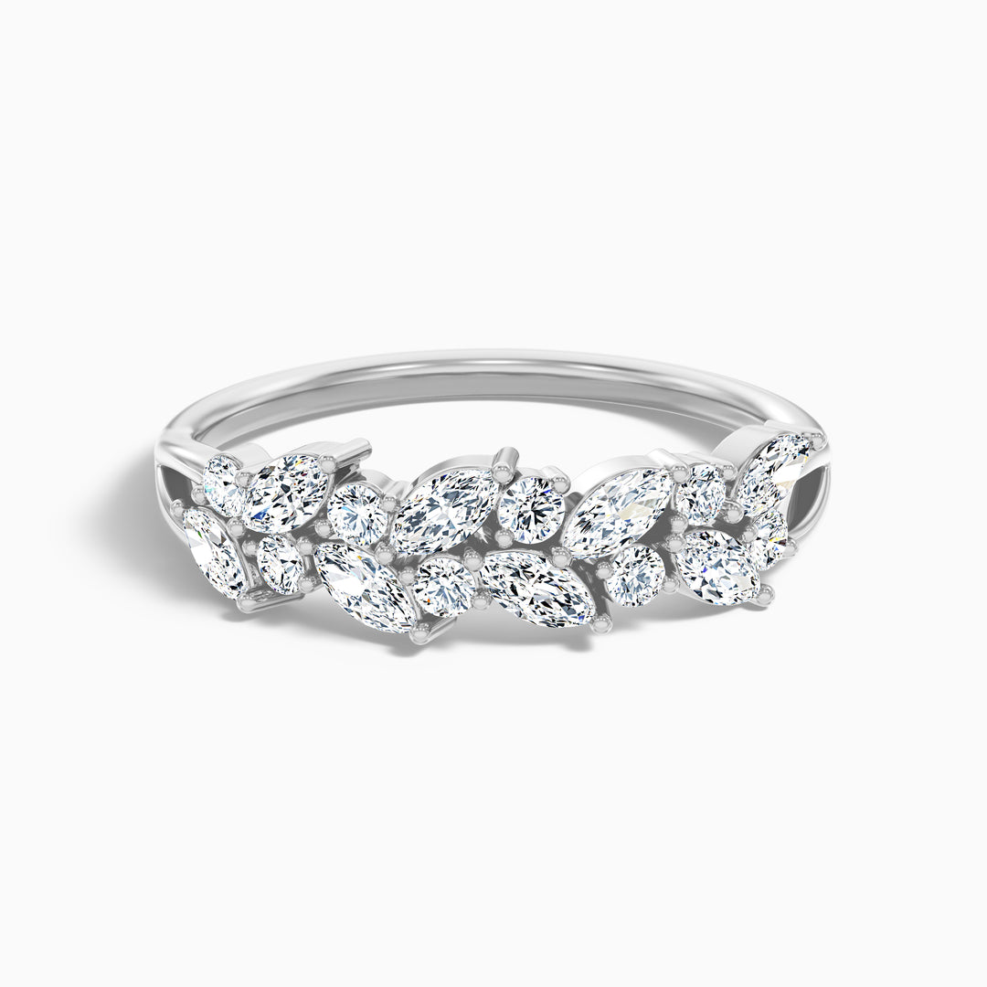 Anissa Round and Marquise Cut Two Row Curved Split Lab Grown Diamond Band