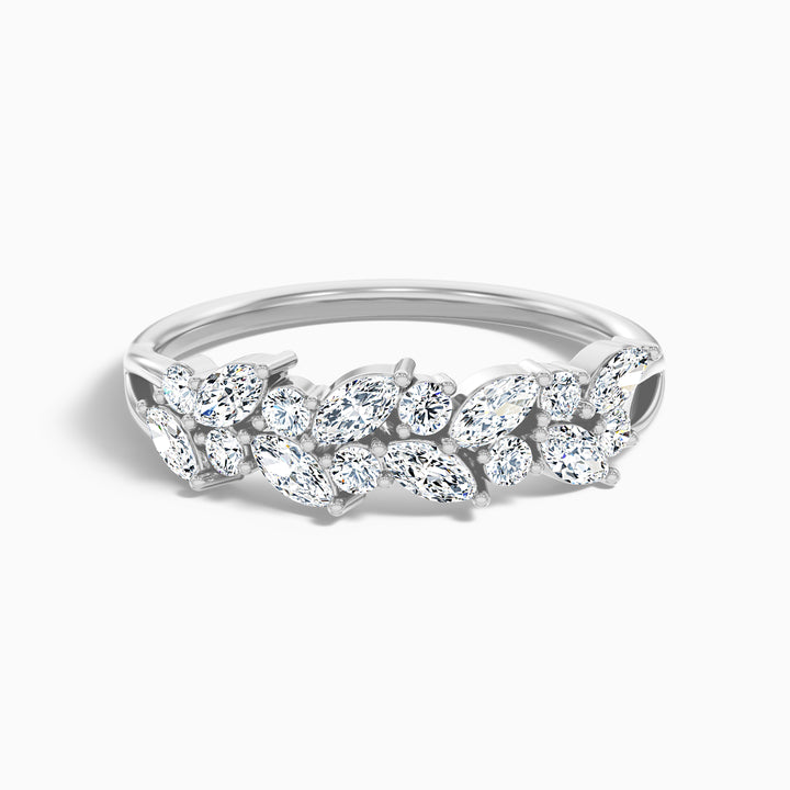 Anissa Round and Marquise Cut Two Row Curved Split Lab Grown Diamond Band