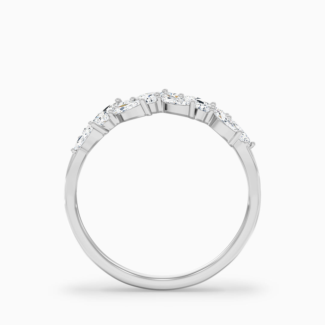 Anissa Round and Marquise Cut Two Row Curved Split Lab Grown Diamond Band