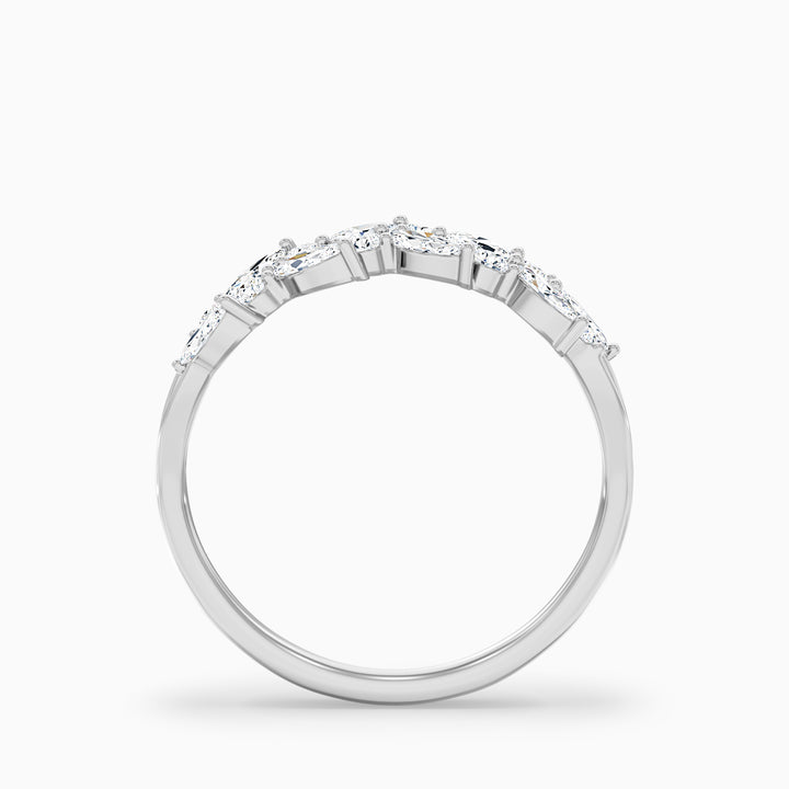 Anissa Round and Marquise Cut Two Row Curved Split Lab Grown Diamond Band