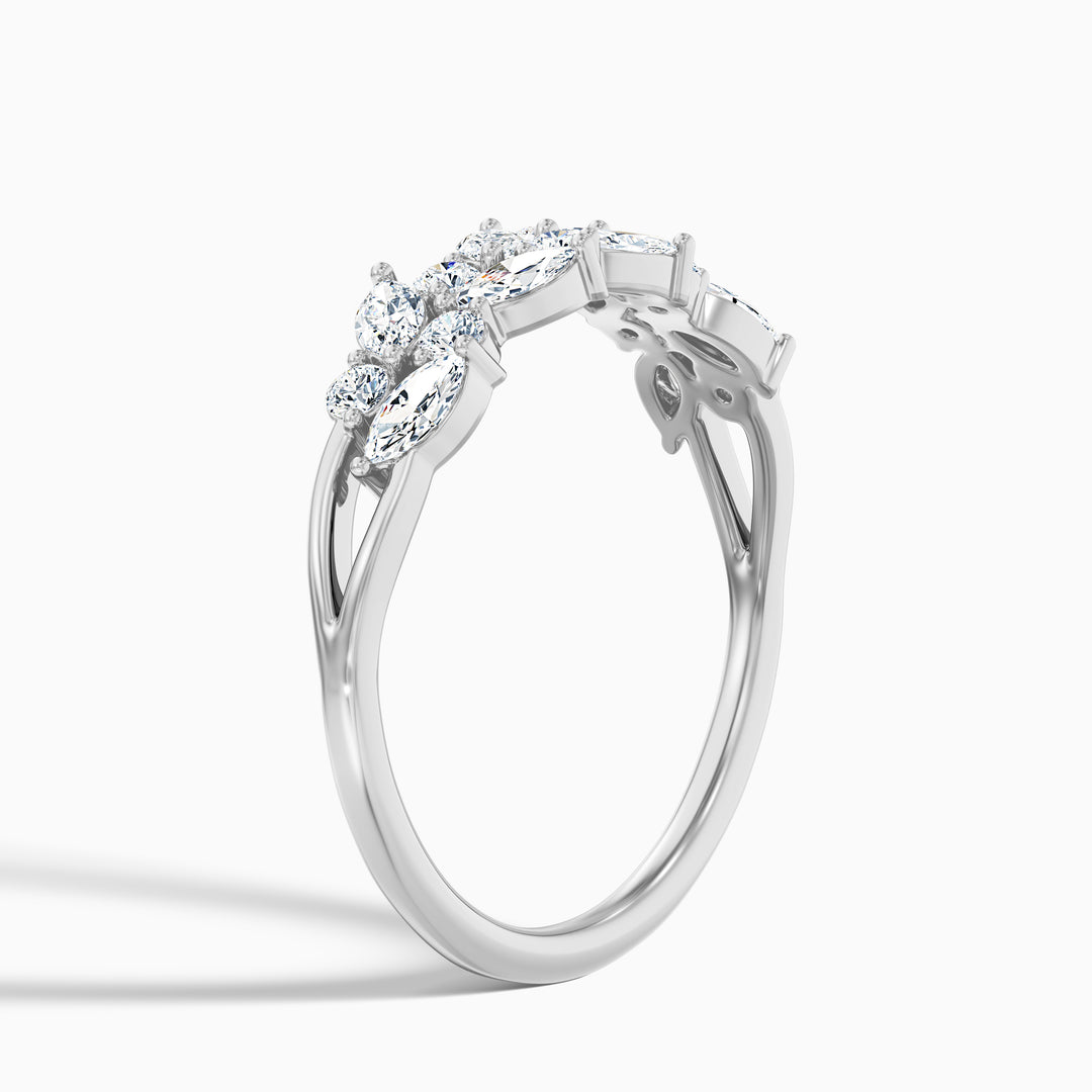 Anissa Round and Marquise Cut Two Row Curved Split Lab Grown Diamond Band