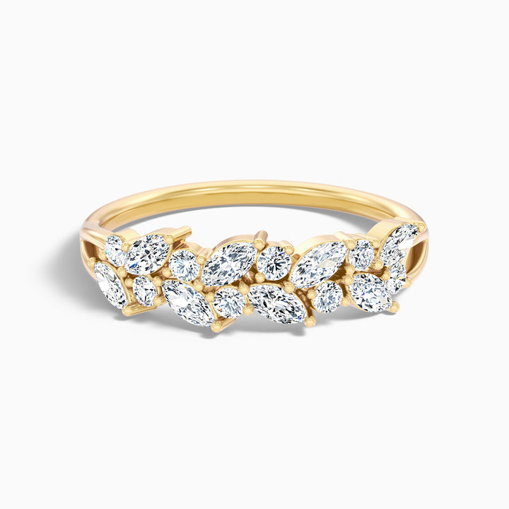 Anissa Round and Marquise Cut Two Row Curved Split Lab Grown Diamond Band