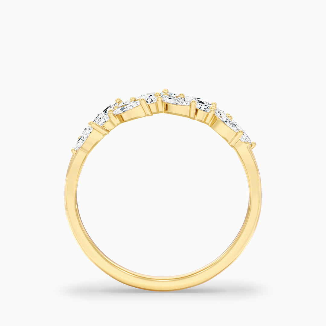 Anissa Round and Marquise Cut Two Row Curved Split Lab Grown Diamond Band