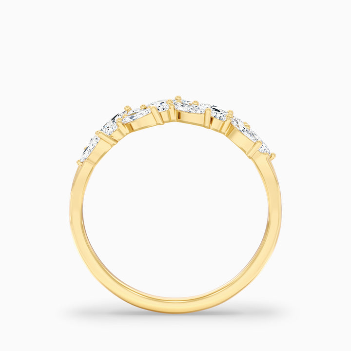 Anissa Round and Marquise Cut Two Row Curved Split Lab Grown Diamond Band
