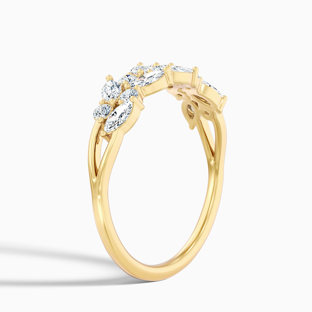 Anissa Round and Marquise Cut Two Row Curved Split Lab Grown Diamond Band