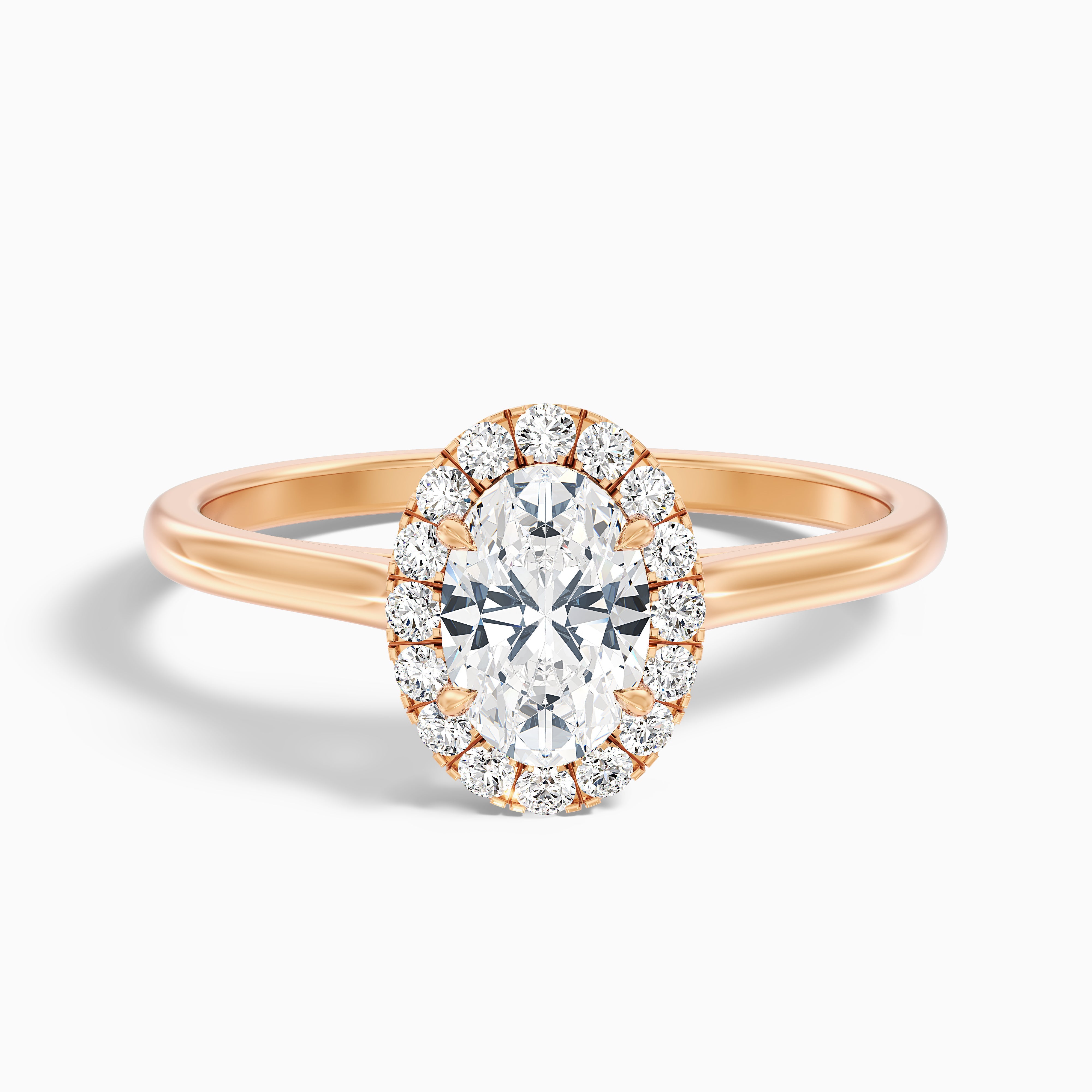 Shop Mira 1 Carat Oval Engagement Ring 14k Rose Gold