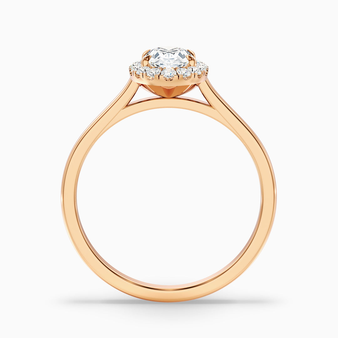 tacy 9 carat oval halo moissanite engagement ring in 14k rose gold -  Side View