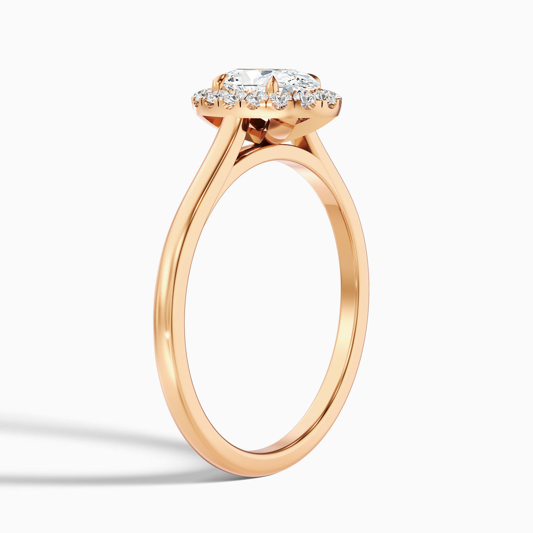 Mira 1 Carat Oval Halo Lab Grown Engagement Ring in 14k Rose Gold - Detail View