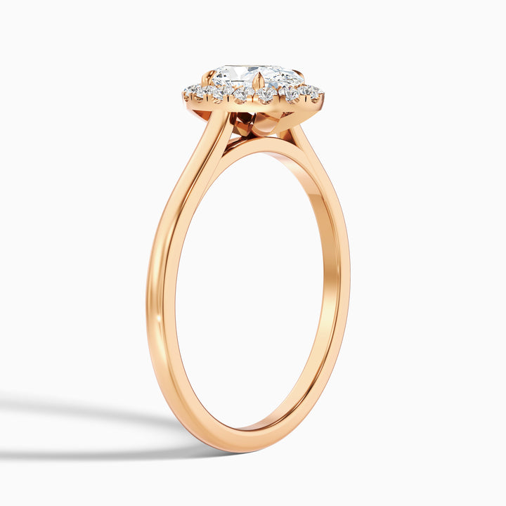 Mira 3 Carat Oval Halo Lab Grown Engagement Ring in 18k Yellow Gold - Detail View