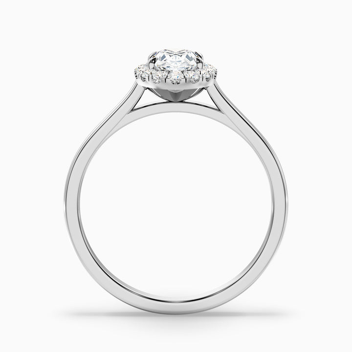 tacy 9 carat oval halo moissanite engagement ring in 18k white gold -  Side View