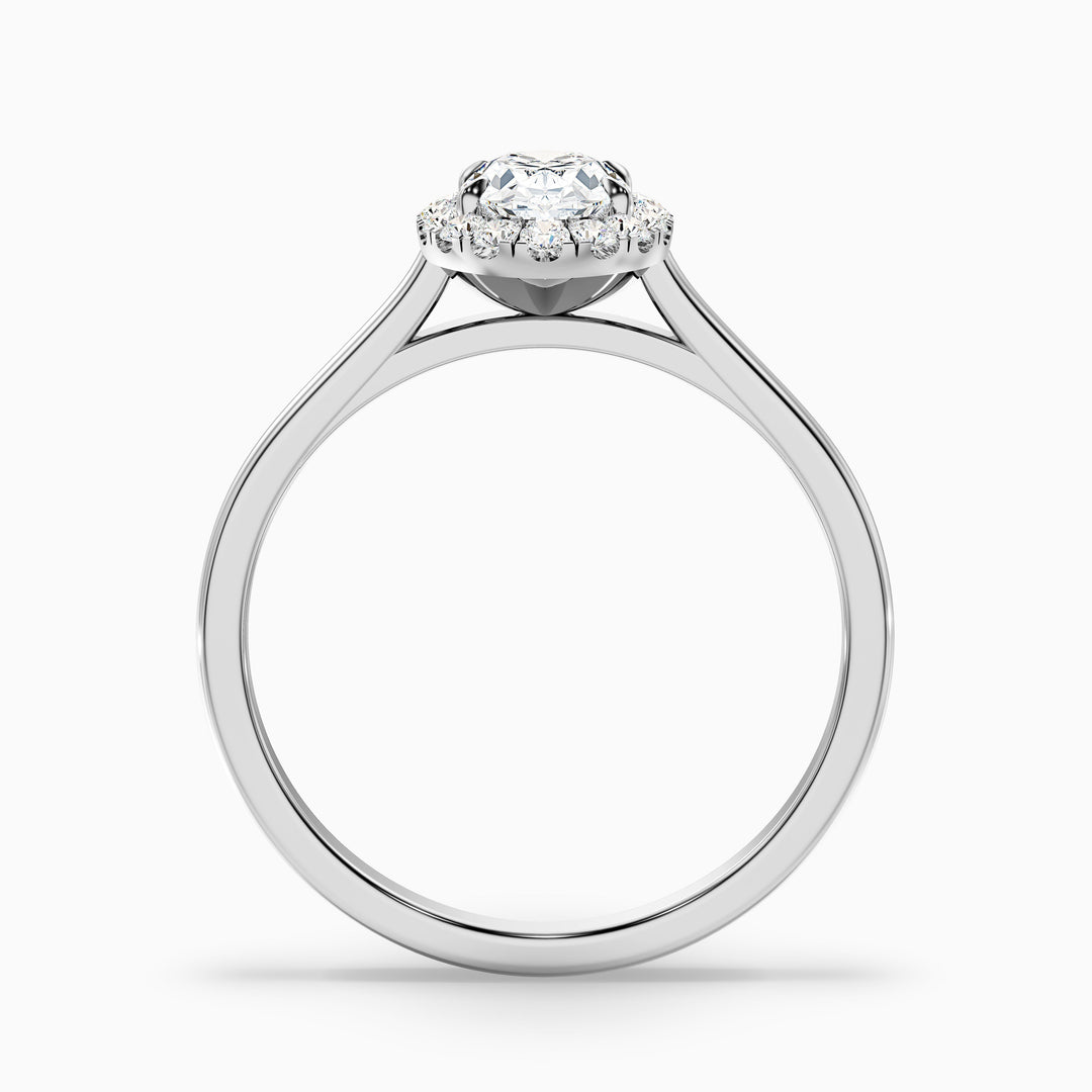 Mira 4.5 Carat Oval Halo Lab Grown Engagement Ring in Platinum - Side View