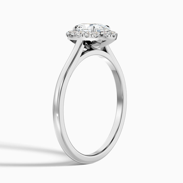 Mira 1 Carat Oval Halo Lab Grown Engagement Ring in 18k White Gold - Detail View