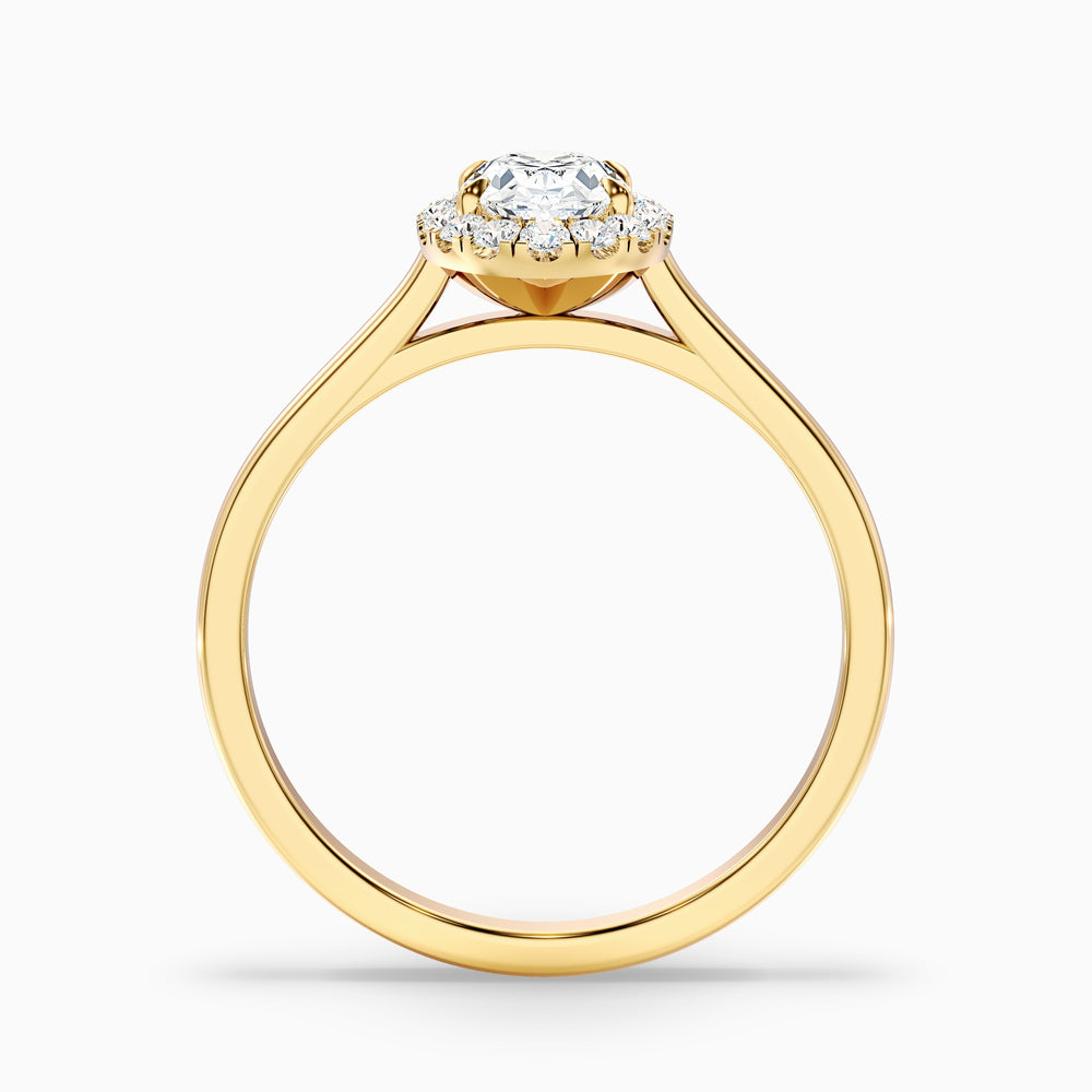 Mira 2.5 Carat Oval Halo Lab Grown Engagement Ring in 10k Yellow Gold - Side View