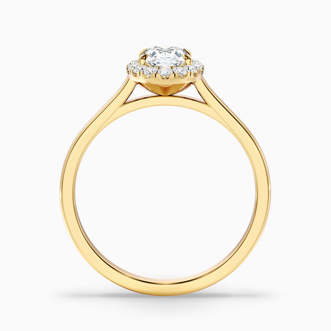tacy 9 carat oval halo moissanite engagement ring in 10k yellow gold -  Side View