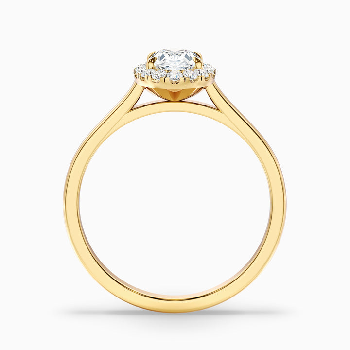 tacy 9 carat oval halo moissanite engagement ring in 10k yellow gold -  Side View
