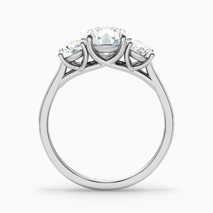 Lyra 1 Carat Round 3 Stone Lab Grown Engagement Ring in 10k White Gold - Side View