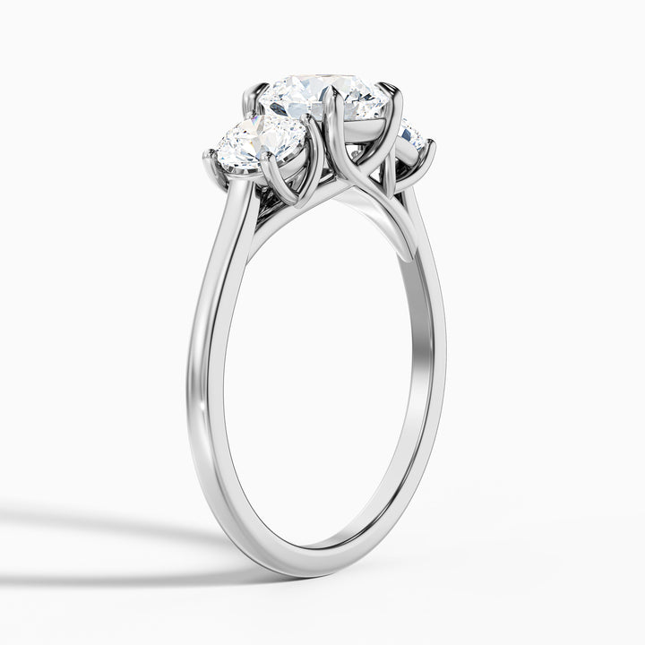 Lyra 1.5 Carat Round 3 Stone Lab Grown Engagement Ring in 10k White Gold - Detail View