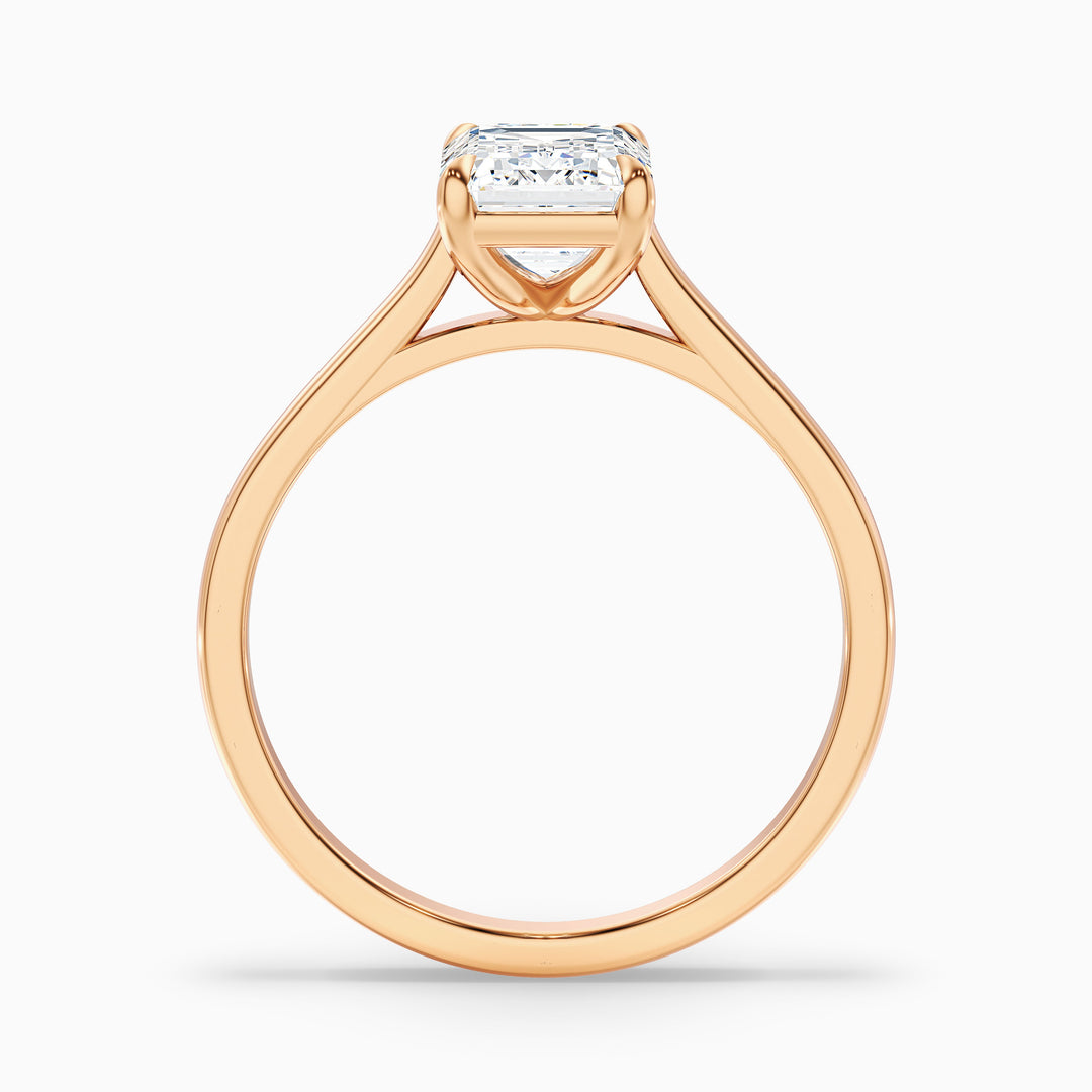 sara 10 carat emerald cut solitaire moissanite engagement ring in 18k rose gold -  Side View