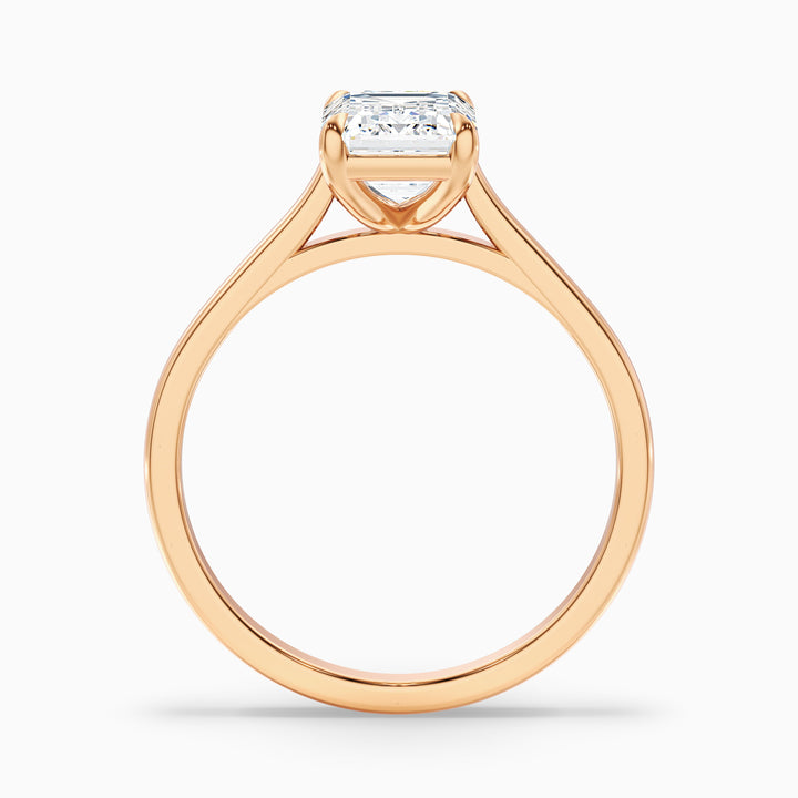 sara 10 carat emerald cut solitaire moissanite engagement ring in 18k rose gold -  Side View