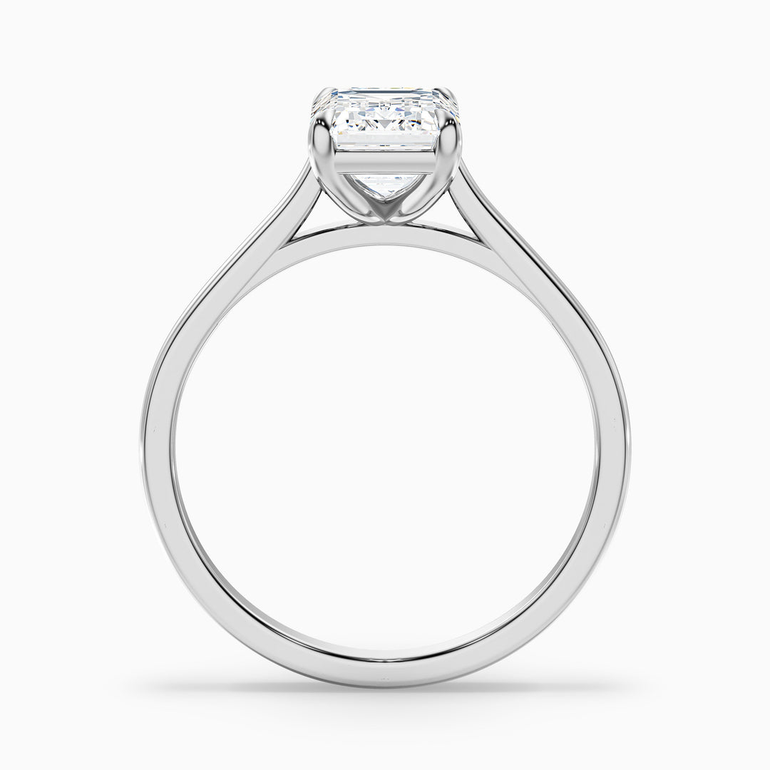 Mary 3.5 Carat Emerald Cut Solitaire Lab Grown Engagement Ring in Platinum - Side View