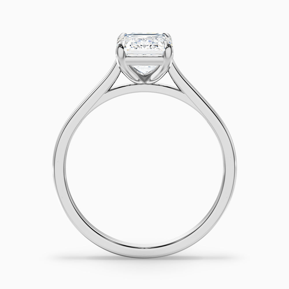 sara 8 carat emerald cut solitaire moissanite engagement ring in 10k white gold -  Side View