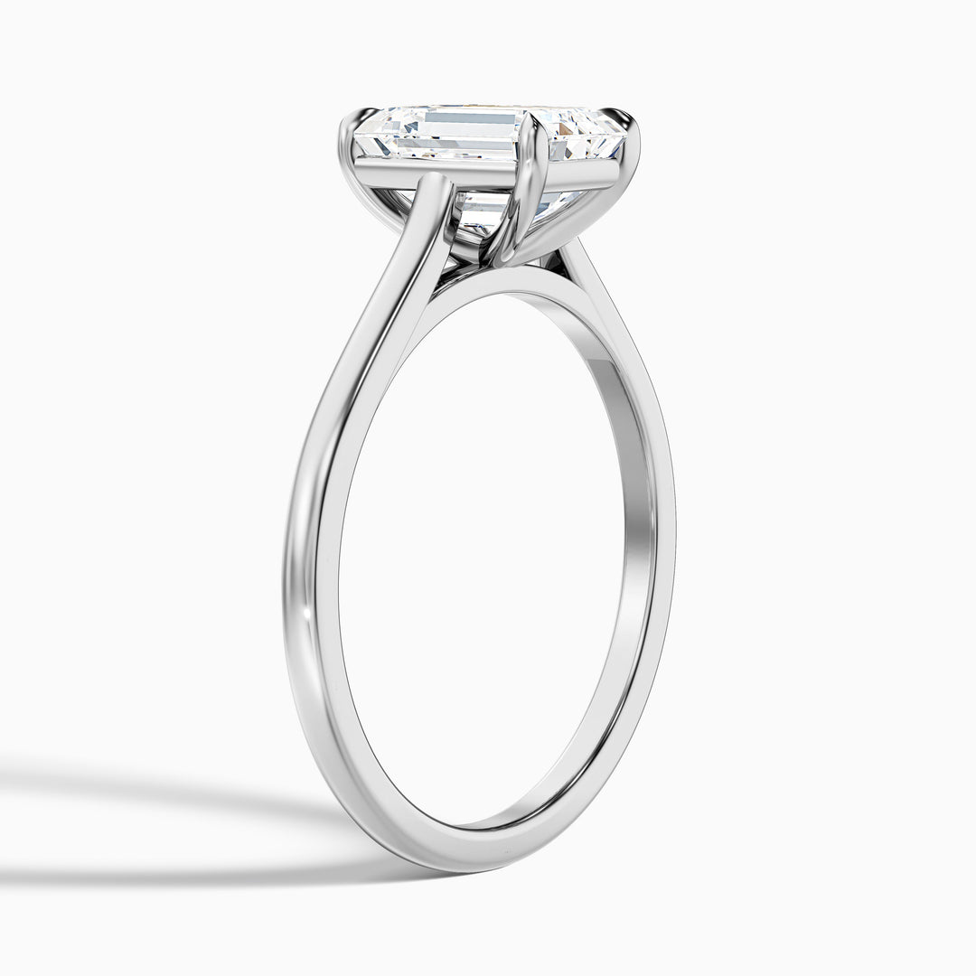 sara 8 carat emerald cut solitaire moissanite engagement ring in 18k white gold -  Detail View