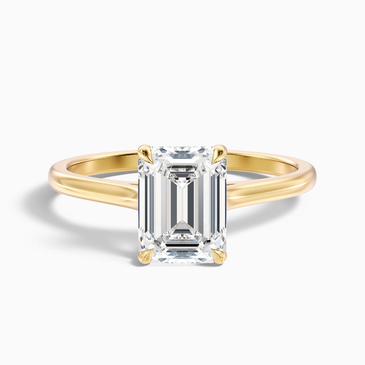 Mary 5 Carat Emerald Cut Solitaire Lab Grown Engagement Ring in 14k Rose Gold - Front View