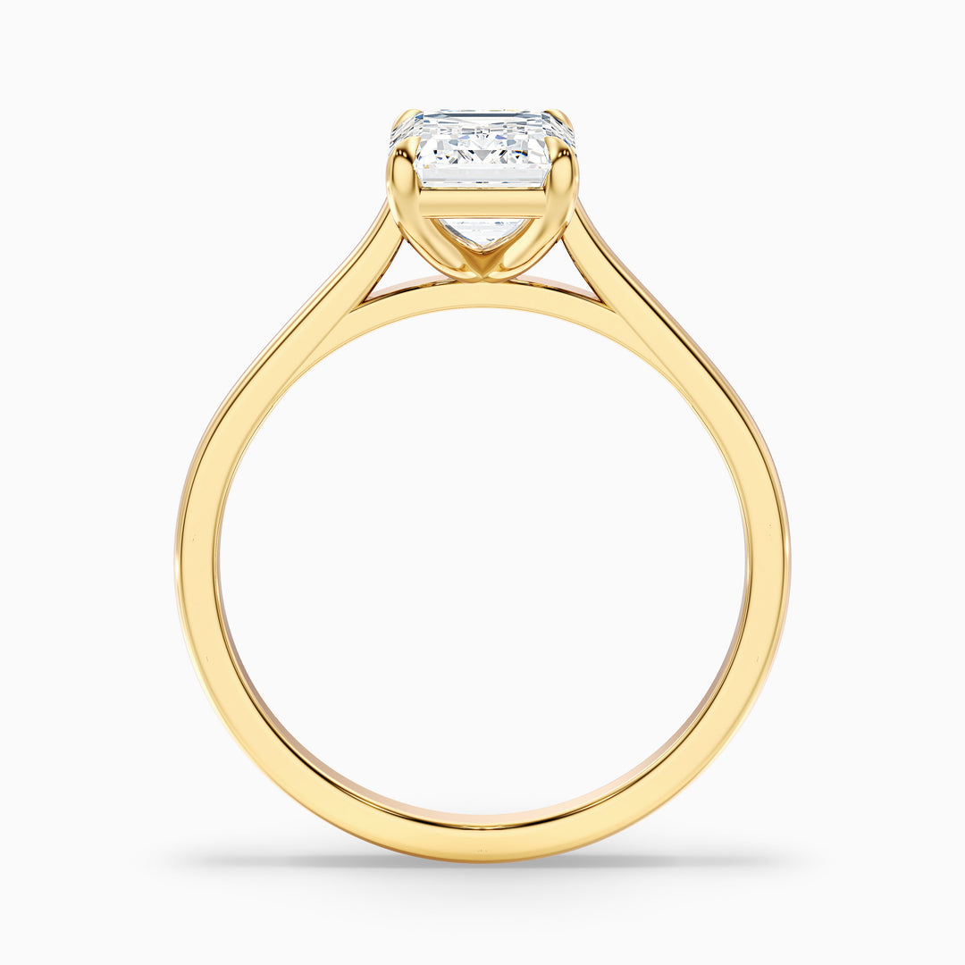 sara 7 carat emerald cut solitaire moissanite engagement ring in 18k yellow gold -  Side View