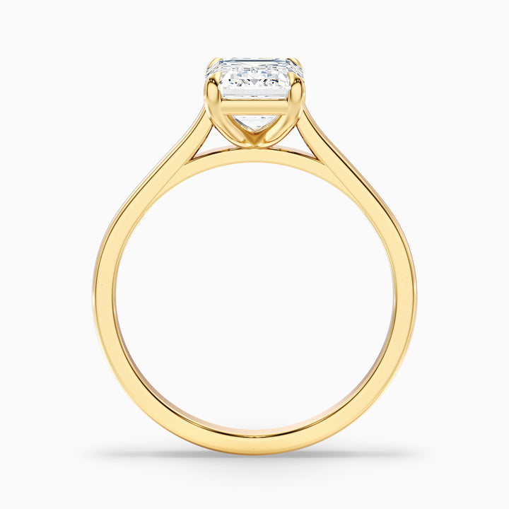 Mary 1.5 Carat Emerald Cut Solitaire Lab Grown Engagement Ring in 10k Yellow Gold - Side View